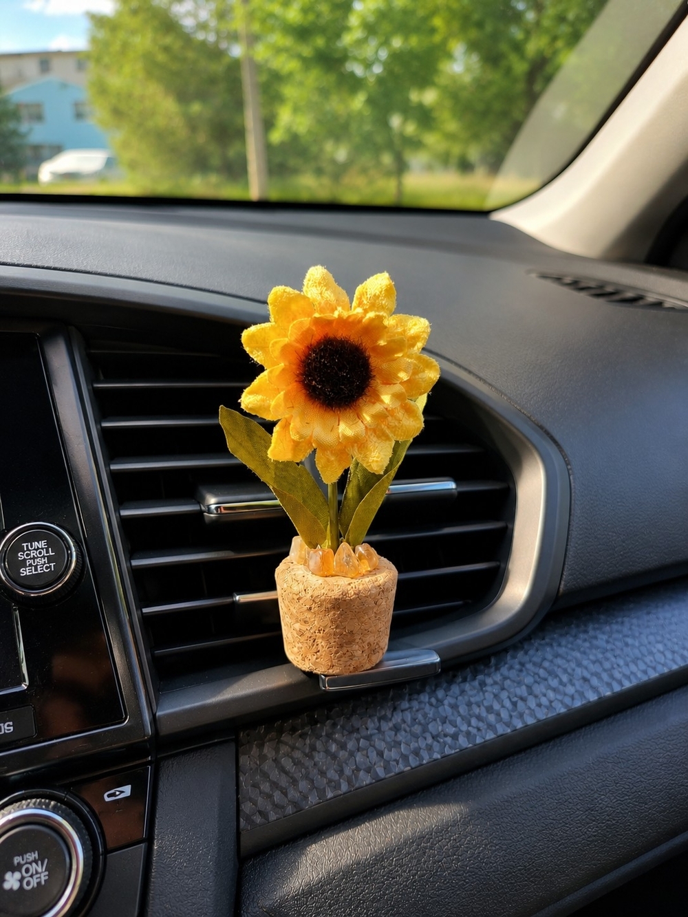 Sunflower Vent Clip Accent - Yellow Faux Floral 🌻